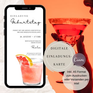 eCard Geburtstag, digitale Geburtstagseinladung, Essenseinladung, Sommer- und Gartenpartyeinladung, Karte per Whatsapp versenden und drucken