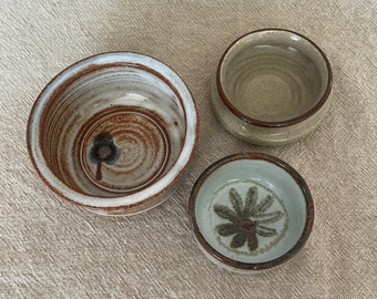 Trio of Hand Thrown pottery dishes / Bowl - Studio Pottery - Australian Ceramics - condiment bowls - trinket dish - neutral glaze