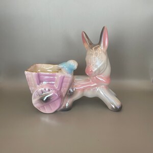 Vintage Kalmar Donkey and Cart Planter -Lustre ware - Bird - Retro Decor