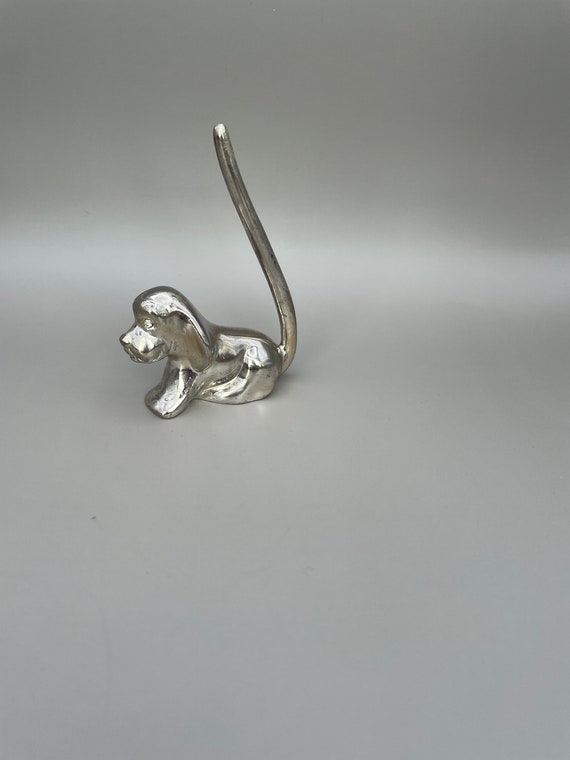 Vintage Dog with long tail Ring Holder - Silver c… - image 1