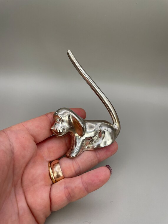 Vintage Dog with long tail Ring Holder - Silver c… - image 6