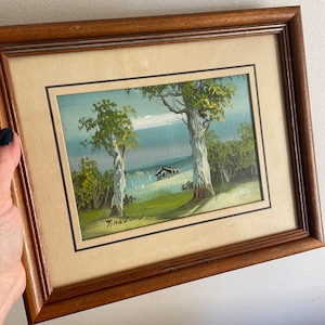 Vintage Original Oil on Canvas -  Australian Bush artwork - artist signed - 1980's 1990's Vibe - framed art