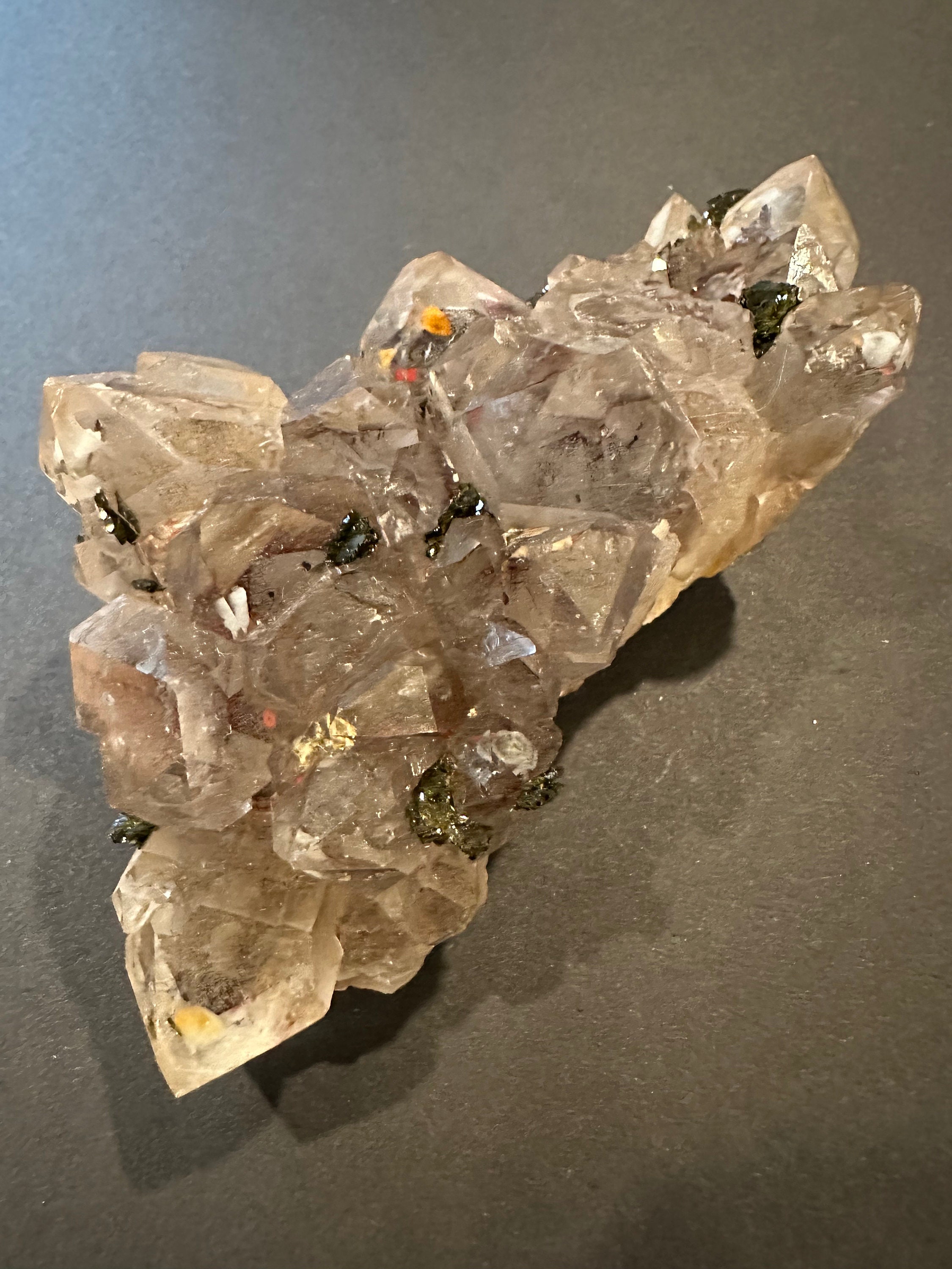Phantom Garden Quartz with yellow inclusion and green epidote from Sichuan China