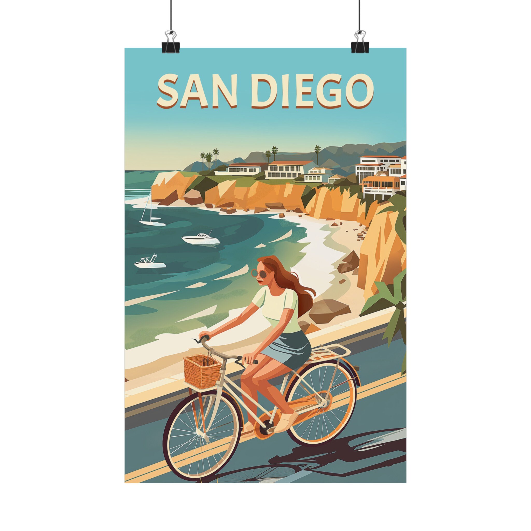 San Diego Matte Poster - Vintage Tourism Art - California