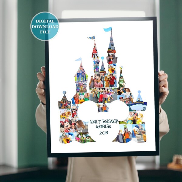 Disneyland Castle Collage, Disney Vacation Gift, Walt Disney Souvenirs, Magical Photo Collage, Disneyland Memories Gift,Disney Lover Present