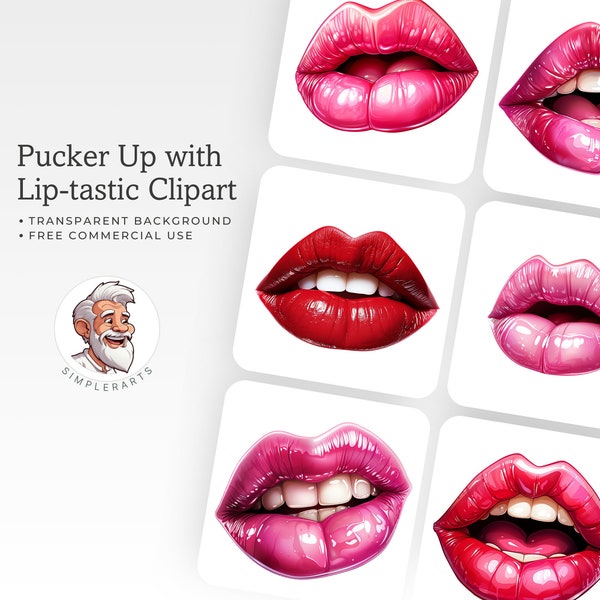 17 Lips Clipart Bundle - Sensual lips clipart - Glamorous lip designs - Makeup art - Beauty-Themed Lip Illustration