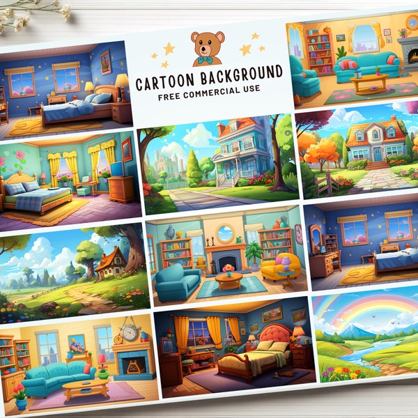 Storybook Magic Digital Pack - "67 Cartoon Background" for Children's Book Covers, Instant Download, Vivid Illustrations, Commercial Use