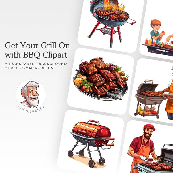 20 BBQ Clipart - Free Commercial Use - Transparent Background - Barbecue Graphics - Cookout Images - Grilling Clip Art - Outdoor Cooking Art