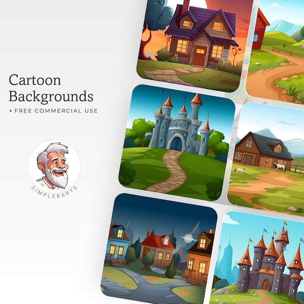 40 Cartoon Scene Background,  Great for book covers art & other projects, commercial use, "Instant Downloads"  2000 x 1121 pixels