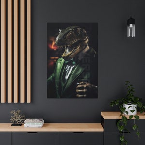 T-Rex Mafia Canvas Print Portrait v3 - Tyrannosaurus Rex Wall Decor, Bed Room Wall Art, Home Office, Living Room Decor, Original, Dinosaur