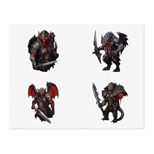 Black Dragon Barbarian Diablo Vinyl Stickers (4 pack) v1 - Dungeons and Dragons, Dnd Sticker, Diablo 4 Sticker, Water Bottle Sticker, Gamer