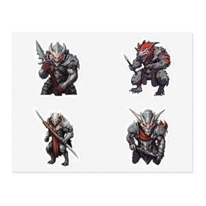 White Dragon Barbarian Diablo Vinyl Stickers (4 pack) v1 - Dungeons and Dragons, Dnd Sticker, Diablo 4 Sticker, Water Bottle Sticker, Gamer