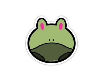 HWS Mecha Froggo Stickers. Commando Green Colour. 2"x 2" Robot Frog Collectible Vinyl Sticker. HWS X Eunjebi Collaboration.