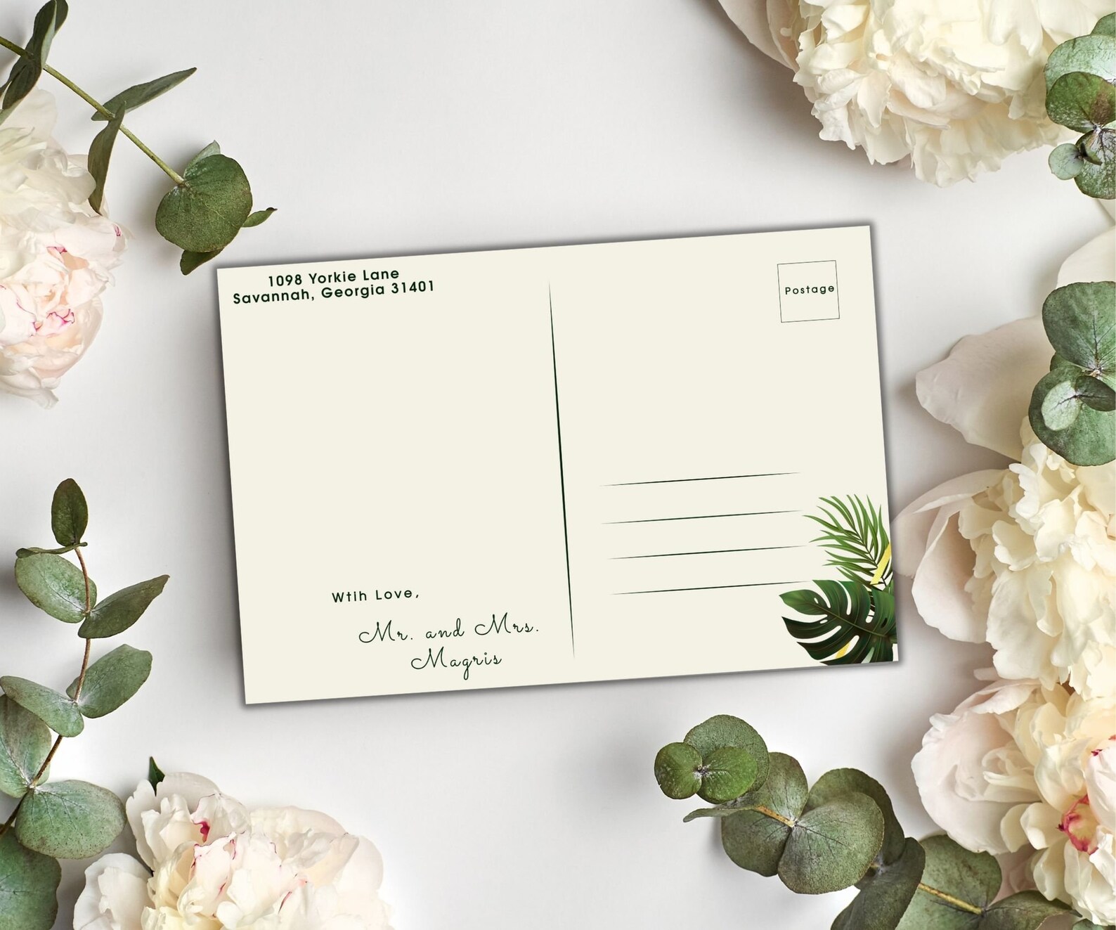 Monstera Leaf Wedding Thank You Card Template Wedding Tropical ...