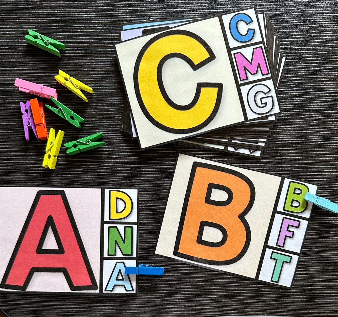 Uppercase Letter Matching Printable Clip Cards - Etsy