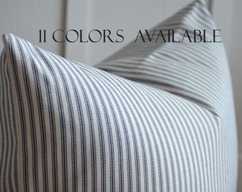 Classic Ticking Stripe Pillow Cover - Washable Performance Fabric