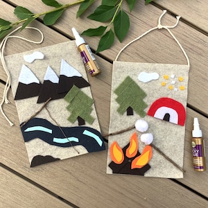 Back in Stock! Kids Craft, DIY Kit, Camping Theme,  DIY Felt Craft Kit,  Set of 2 Camping Scene, Crafts, Ready to make kit