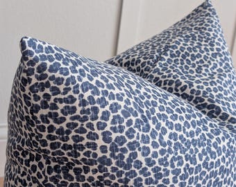 Blue Leopard Print Pillow Cover - Made to Order