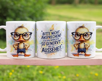 Grumpy Duck with Funny Saying German 11 oz Mugs Wrap Sublimation Design Digital Art Download Print PNG