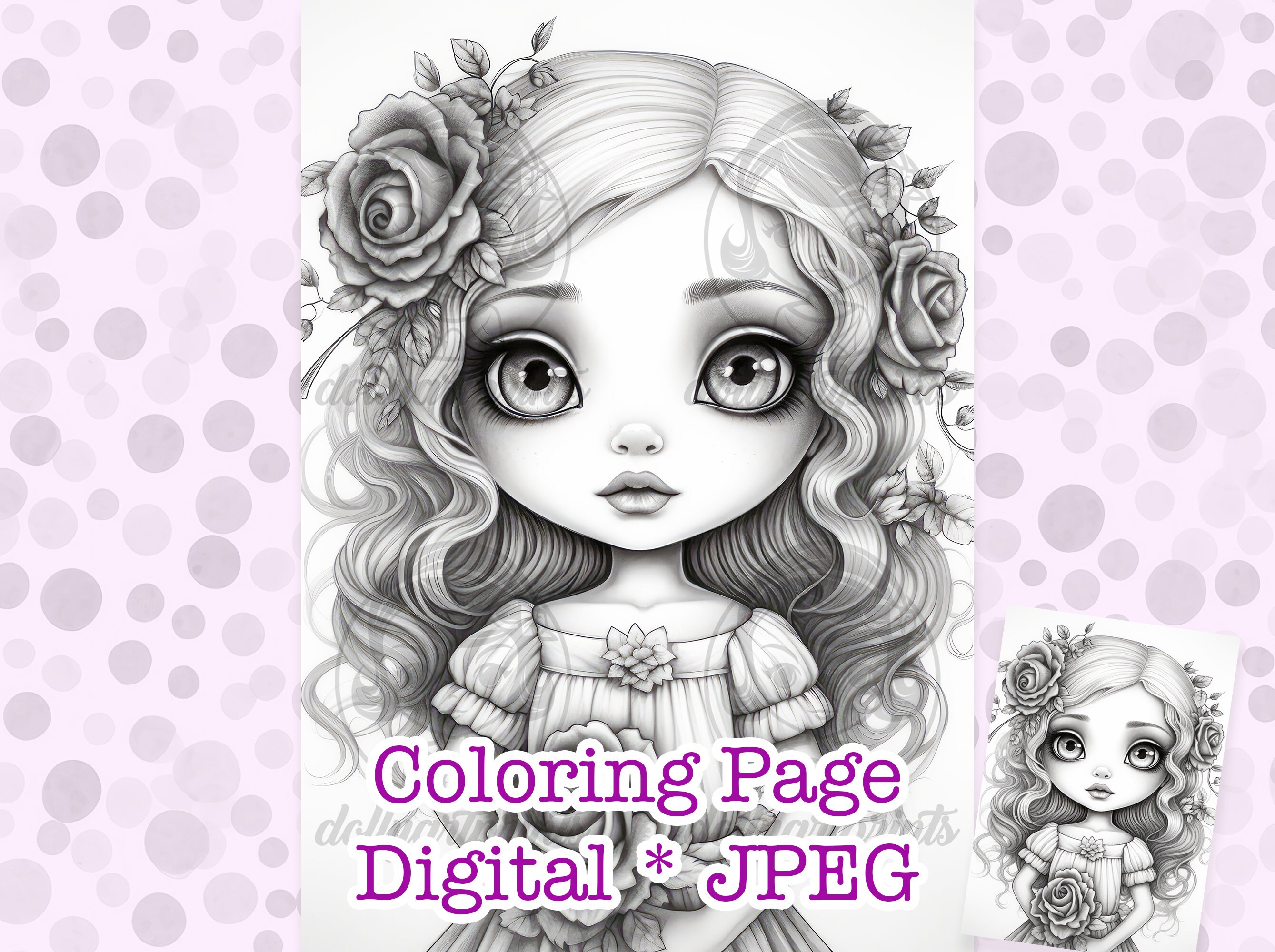 Flower Girl Coloring Page Digital File Instant Download Etsy