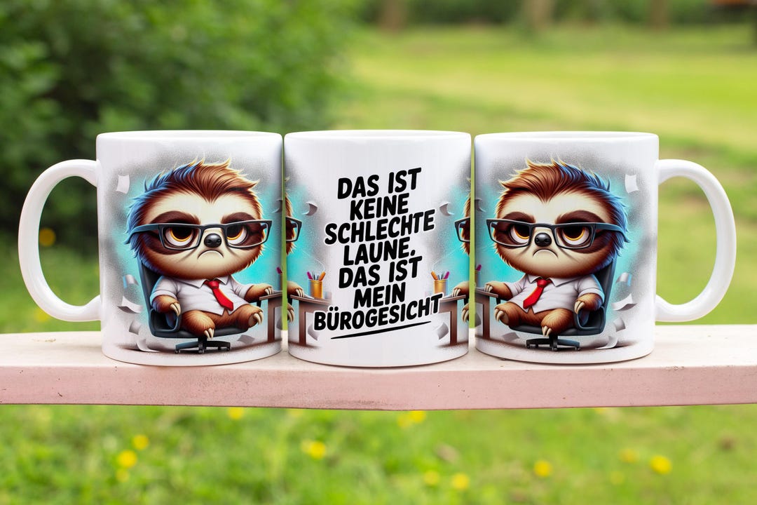 Funny Office Mug With Sloth Saying in German 11 Oz Mugs Wrap ...
