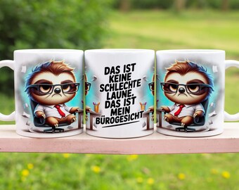 Funny office mug with sloth saying in German 11 oz mugs wrap sublimation design digital art download print PNG