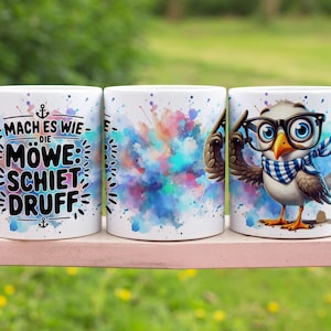 Seagull with funny saying german 11 oz Mugs Wrap Sublimation Design Digital Art Download Print PNG