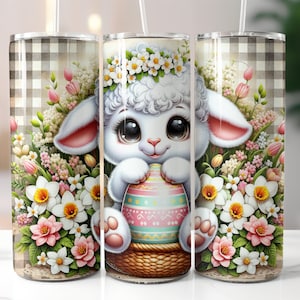Easter Easter Lamb Lamb with Easter Egg Tumbler Wrap Sublimation Design Digital Art Download Print Print PNG CU Commercial Use