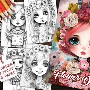 30 coloring pages, doll girl coloring book, coloring book, digital file, clipart, instant download, printable, fairy, elf, flowers