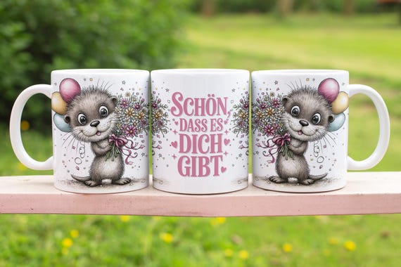 Tassendesign Schön dass es dich gibt Tassen Design Niedlicher Otter PNG Sublimation  11oz Mug Tassen Wrap