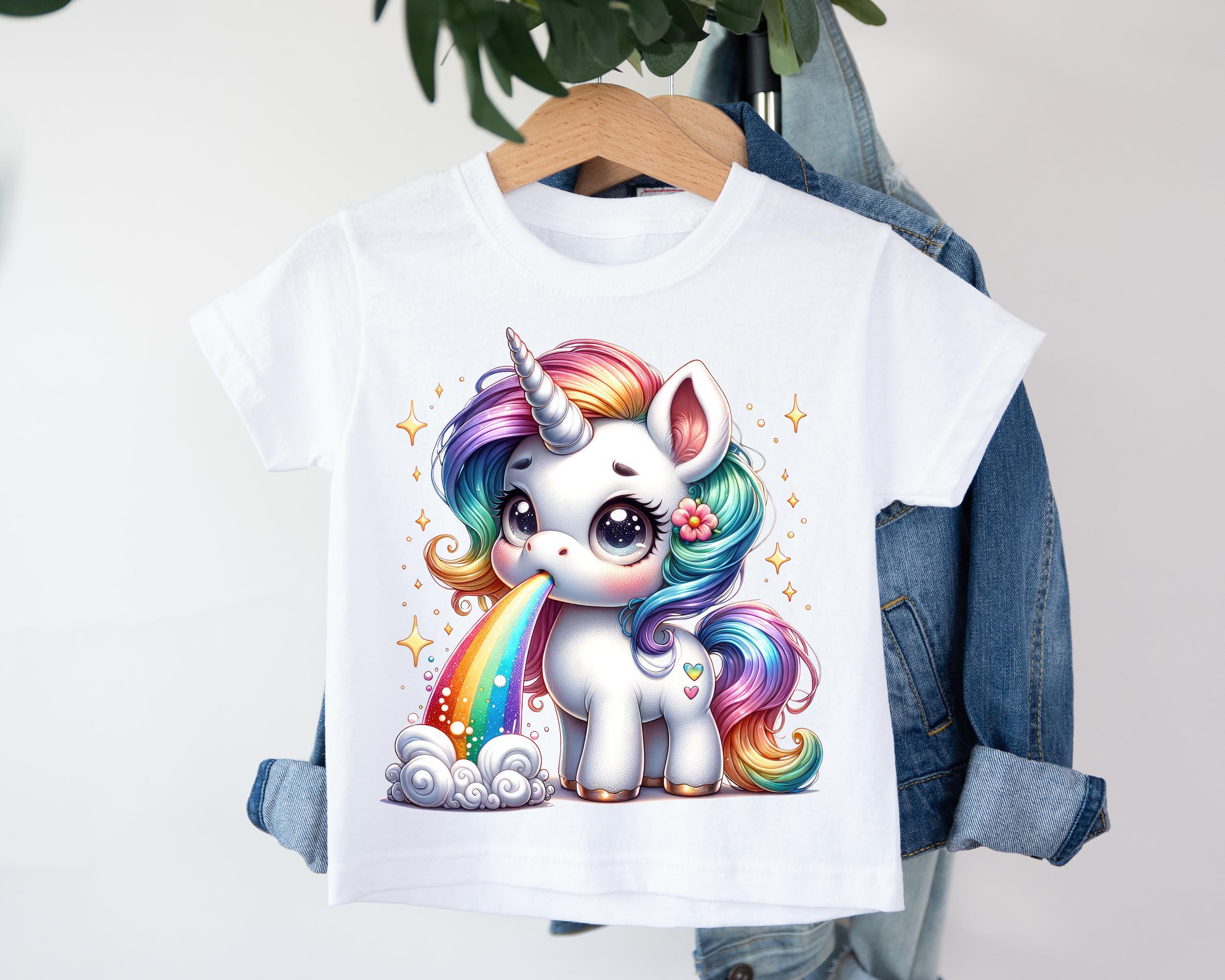 Geldbörse Mit Aufnäher – Regenbogen & Kotzendes Einhorn-Motiv, Klettverschluss, Mit Reißverschlussfach, 9,5 X 13 Cm
