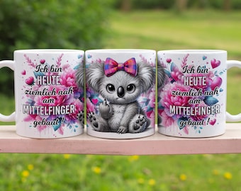 Grumpy Koala with funny saying german 11 oz Mugs Wrap Sublimation Design Digital Art Download Print PNG