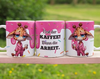 Grumpy Giraffe with Funny Coffee Saying German 11 oz Mugs Wrap Sublimation Design Digital Art Download Print PNG