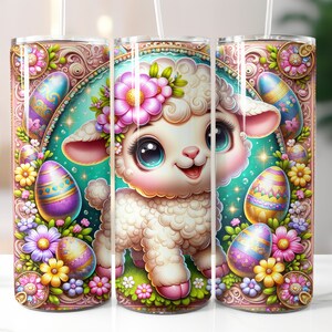Easter Easter Lamb Lamb with Easter Egg Tumbler Wrap Sublimation Design Digital Art Download Print Print PNG CU Commercial Use
