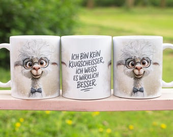 Lama Alpaka mit lustigem Besserwisser Spruch deutsch 11 oz Tassen Wrap Sublimation Design Digital Art Download Druck PNG