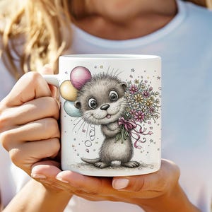 Mug Design "So glad you exist" Mug Design Cute Otter PNG Sublimation 11oz Mug Wrap image 2