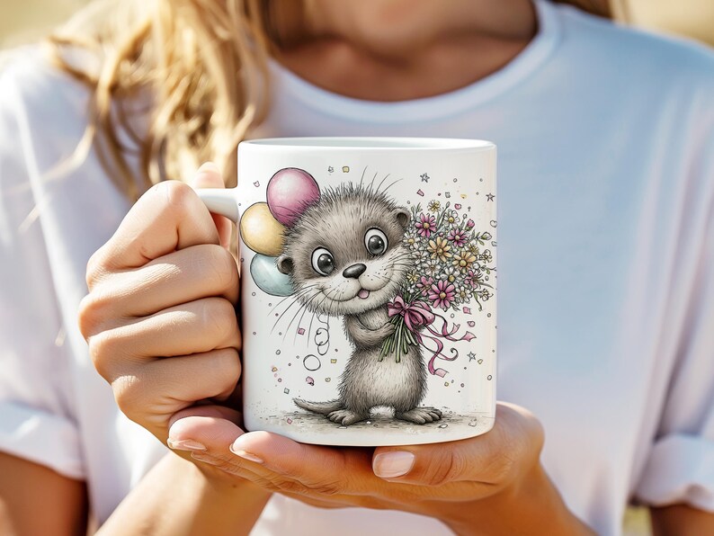 Mug Design "So glad you exist" Mug Design Cute Otter PNG Sublimation 11oz Mug Wrap image 2