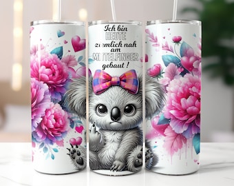 Koala scontroso con frase divertente Tedesco 20 once Skinny Tumbler Wrap senza soluzione di continuità Design di sublimazione Arte digitale Scarica Stampa Stampa PNG