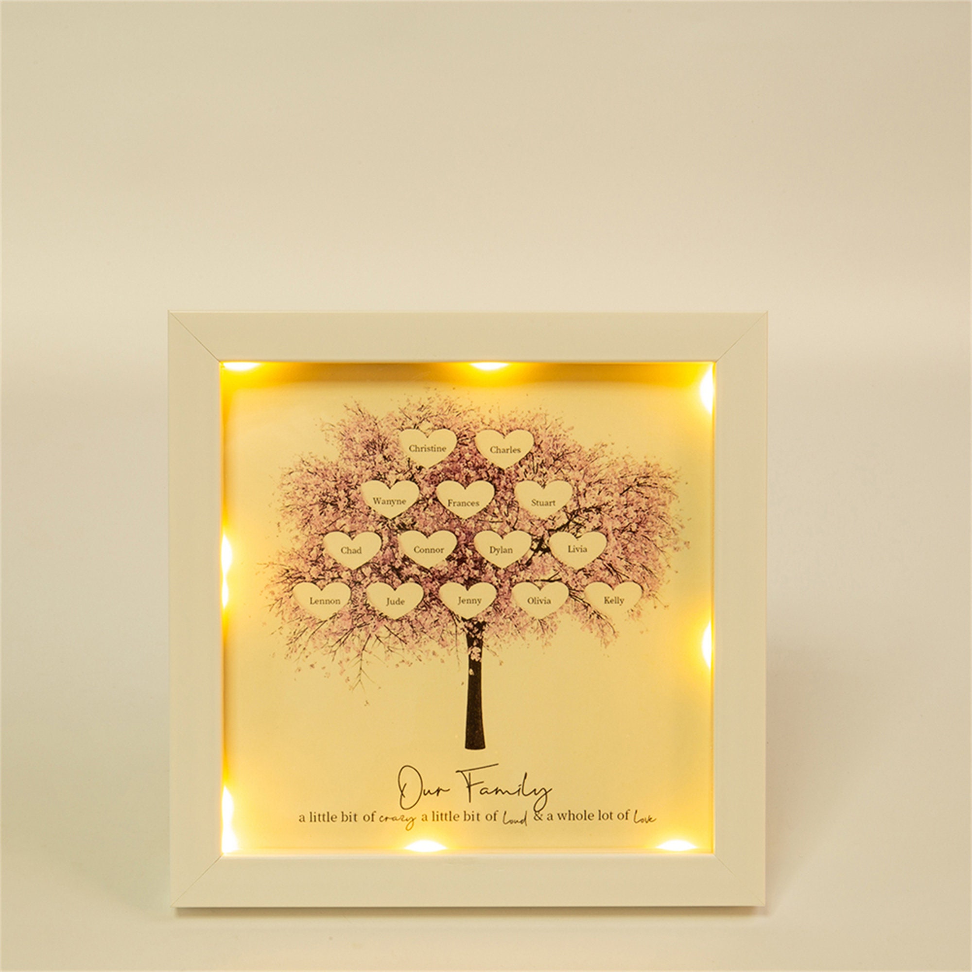 Custom 314 Names Family Tree Frame Family Tree LED Ligh Etsy