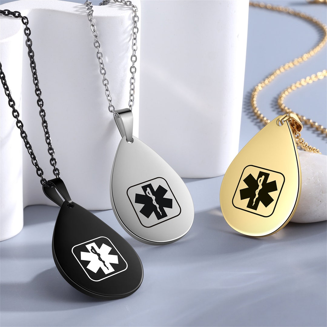 Custom Medical Alert Necklace Diabetes Medical ID Necklaces for Women