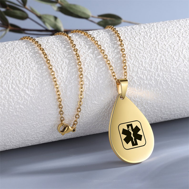 Custom Medical Alert Necklace Diabetes Medical ID Necklaces Etsy