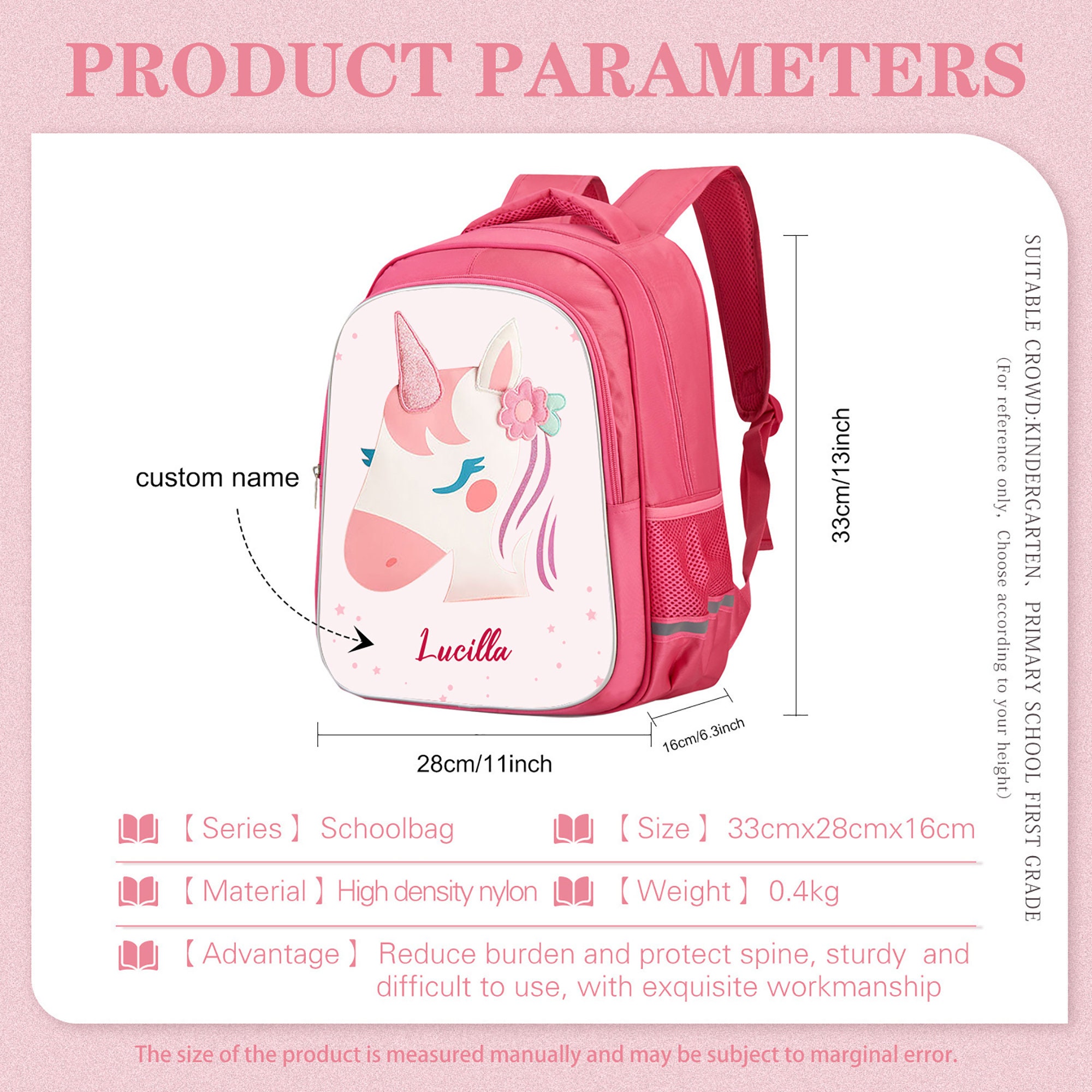Custom Pink Named Backpack Personalized Name Bookbag Custom - Etsy
