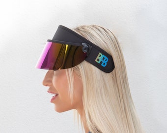 Black mirror flip visor dance edm festival pool fashion beach workout accessory