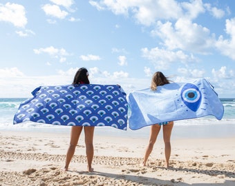 Eyes On You Sand free towel Sweat towel Greek eye feature blues gym sauna Bondi