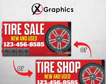 Tire Sale Tire Shop Service 13 oz heavy duty viny banner sign metal grommets, new, store, advertising, flag, many sizes, custom banner, #7