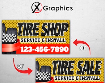 Tire Sale Service Tire Shop 13 oz heavy duty vinyl banner sign metal grommets, new, store, advertising, flag, many sizes, custom banner, #2