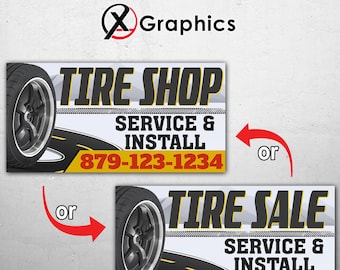 Tire Sale Tire Shop 13 oz heavy duty vinyl banner sign metal grommets, new, store, advertising, flag, many sizes, custom banner, Tire #3