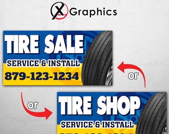 Tire Sale Tire Shop 13 oz heavy duty vinyl banner sign metal grommets, new, store, advertising, flag, many sizes, custom banner, Tire #5