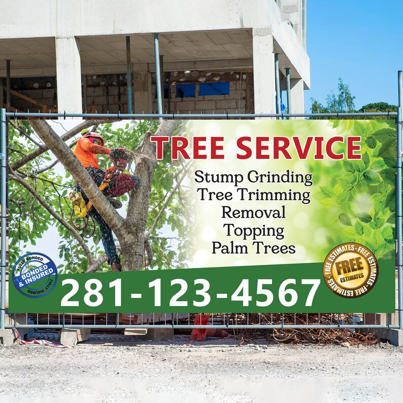Tree Service Banner Tree 13 Oz Heavy Duty Vinyl Banner Sign With Metal ...