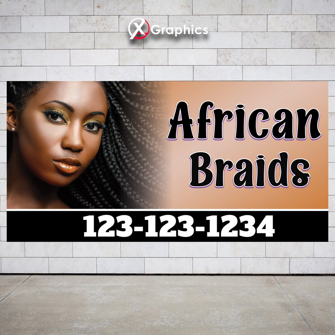 African Braids Banner Sign 13 Oz Heavy Duty Vinyl Nail Salon Metal ...
